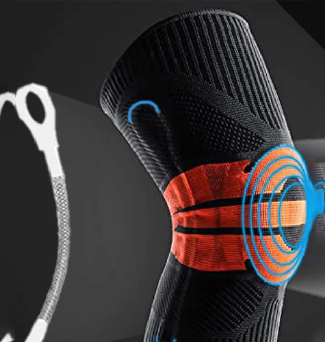 Black & Orange Patterned Knee Cap With 2 Springs